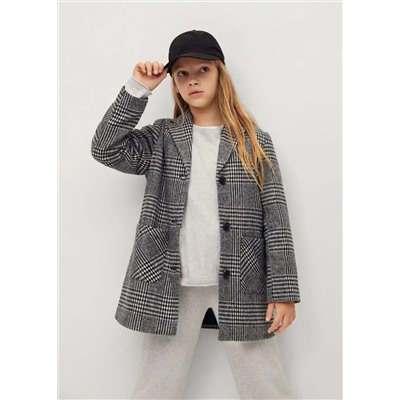Abrigo solapas cuadros -  Niña | MANGO OUTLET España