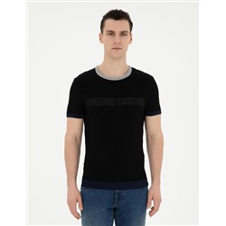Black Slim Fit Bike Yaka Triko T -For