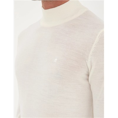 Ecru Slim Fit Half Fisherman Neck Sheam Смешанный базовый вязаный свитер