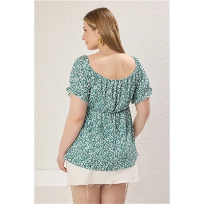 Зеленый цветок вязаный вязание Blought Blouse TBBSS25AF00087