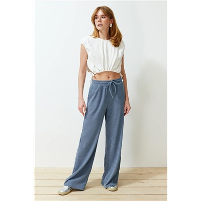 Premium Indigo Wide Geats Гибкие вязаные штаны Twoss24pl00054