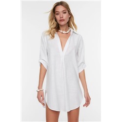 Белое мини-пляжное платье из 100 % хлопка TBESS21EL3979