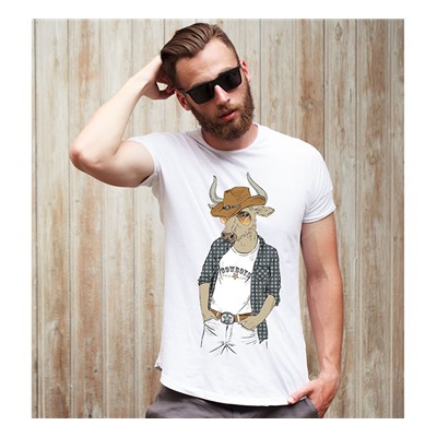 Футболка с принтом "Cowboy Bull vintage" бык