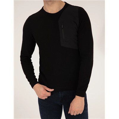 Black Slim Fit Bike Yaka Knitwear свитер
