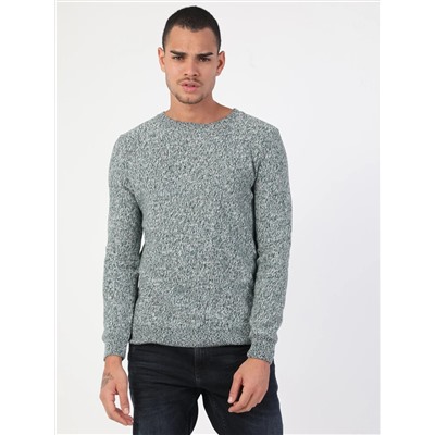 Slim Fit круглое воротник мужской зеленый свитер