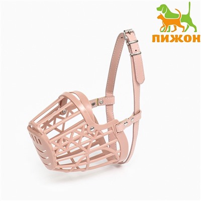 Намордник пластиковый №3 с ошейником из эко кожи ОМ 24 см ДН 8 см ОШ 39-52 см