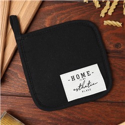 Прихватка Этель "HOME", цвет чёрный, 16х16 см, 50%хл, 50%лен