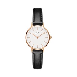 Reloj de cuarzo de piel Petite 24 mm - Negro y rosa dorado
