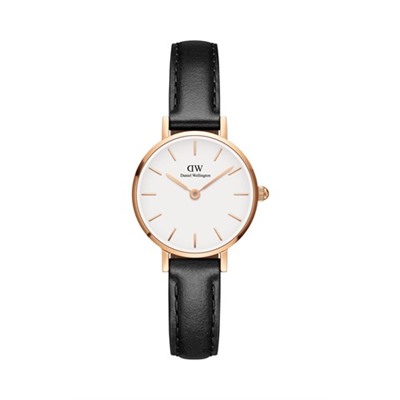 Reloj de cuarzo de piel Petite 24 mm - Negro y rosa dorado