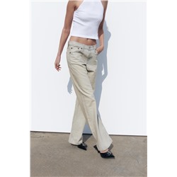 JEANS TRF EFECTO ARRUGADO COATED TIRO MEDIO