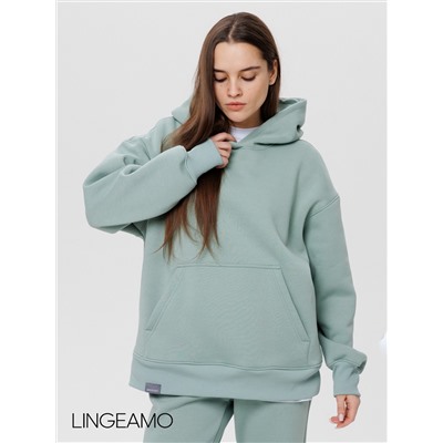 Женский худи оверсайз из футера с начесом Lingeamo мятный ВК-24 (25)