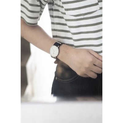 Reloj de cuarzo de poliéster Classic Cornwall - Negro y plateado