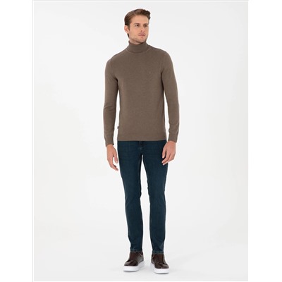 Vizon Melanj Slim Fit Fishman воротник Основной вязаный свитер