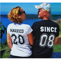 Парные футболки на годовщину свадьбы "Married since" укажите год