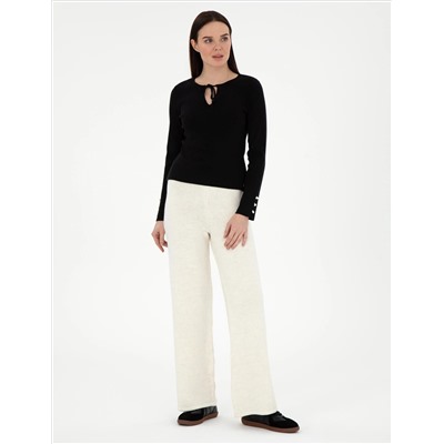 Ecru Loose Fit Knitwear Pants