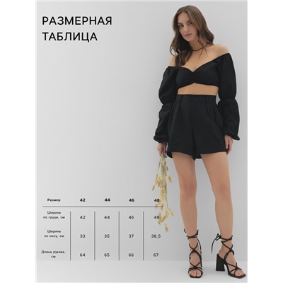 Кроп-топ с длинными рукавами MIST, цв. черный, р-р L