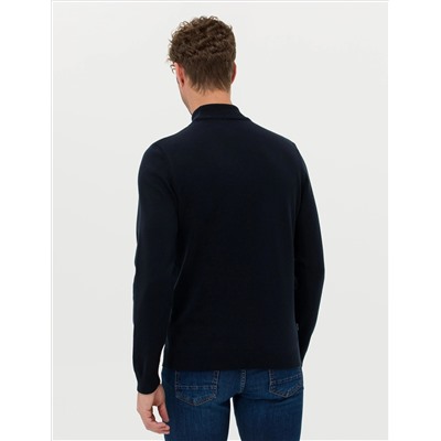 Navy Blue Slim Fit Half Fisherman воротник базовый трикотажный свитер