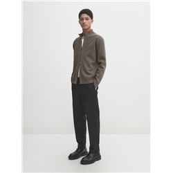 Cárdigan punto milano cuello mock cremallera