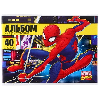 Альбом для рисования А4, 40 листов 100 г/м², на скрепке, «Человек-паук»