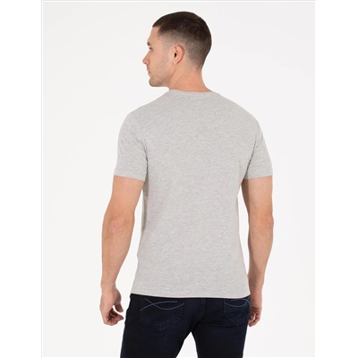 Светло -серый меландж Slim Fit Print Print Cycling Bike T -For