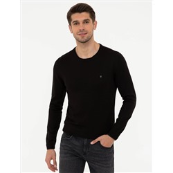 Black Slim Fit Bike Neck Basic вязаный свитер