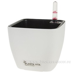 Кашпо PLANTA VITA "Square Matt white" с автополивом (пластик), 13х13хH11 см
