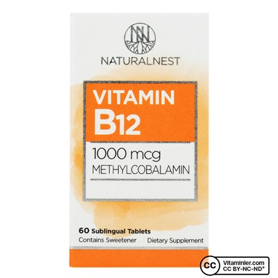 NaturalNest Витамин B12 1000 мкг 60 подъязычных таблеток