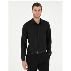 Black Slim Fit рубашка с длинным рукавом Amelor