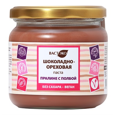 Шоколадно-ореховая паста без сахара "Пралине с полбой", 380г
