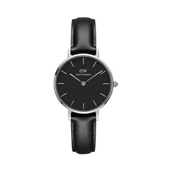 Reloj de cuarzo de piel Petite Sheffield - Negro y plateado