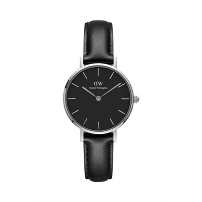 Reloj de cuarzo de piel Petite Sheffield - Negro y plateado