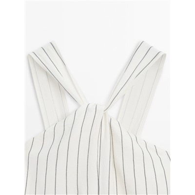 Striped halterneck midi dress