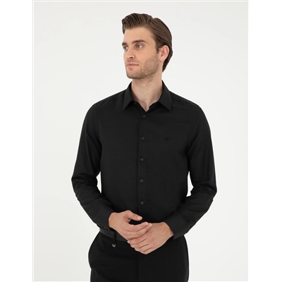 Black Slim Fit рубашка с длинным рукавом Amelor