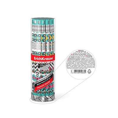 Карандаш механический ErichKrause "ColorTouch Ornament", грифель d=2,0 мм, с точилкой, корпус "Soft-touch" с дизайном, в тубусе