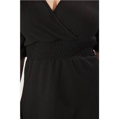 Black Cruve Yaka Gipe подробный вязание блузки большого размера TBBSS25AF00083