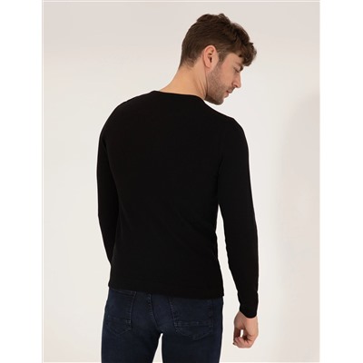 Black Slim Fit Bike Yaka Knitwear свитер