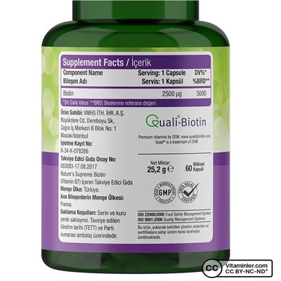 Nature's Supreme Биотин 2500 мкг 60 капсул