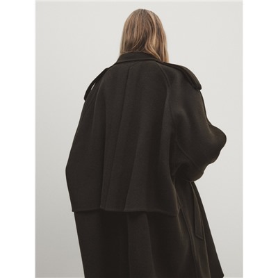 Abrigo mezcla lana efecto trench