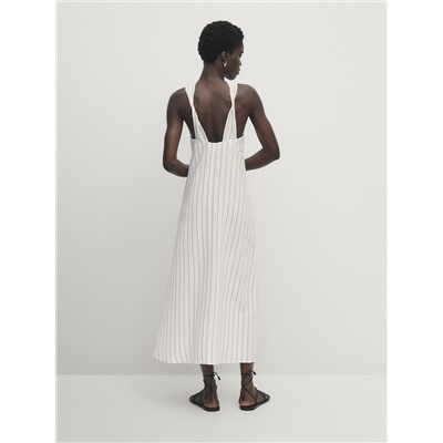 Striped halterneck midi dress