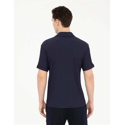 Темно -синий тонкий Fit T -For