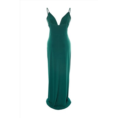 Emerald Green Dript Drape Подробная макси/Длинное вечернее платье TBBSS22AD00000