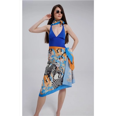 Парео с узором зебра без нижнего белья 95x145