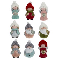 Фигурка декоративная "Дед Мороз/Ребенок/Ангел" (блок 24шт), L4,5 W3 H8 см, 9в.