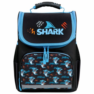 Ранец ПИФАГОР BASIC, 1 отделение, 3 кармана, эргономичная спинка, "Angry shark", 35х28х18 см, 272044