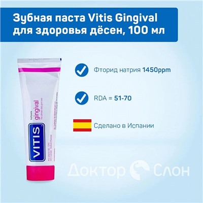 Зубная паста Vitis Gingival для здоровья дёсен, 100 мл