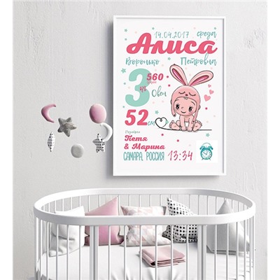 Постер "Метрика" для девочки