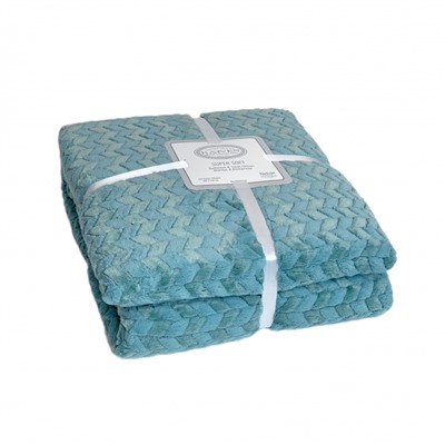 Плед KARVEN Super Soft BENZIA 160*220 п/э 1.5 спальный Р 943 морская волна (Акция)