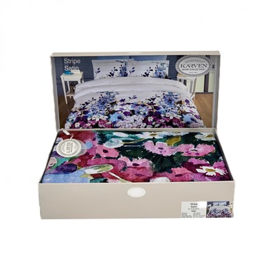 Постельное белье Карвен Stripe Satin с цветным принтом 1.5 спальное N249 -SB007(4пр.) (Акция)