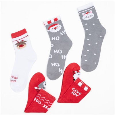 Набор новогодних женских носков KAFTAN "Merry Xmas" размер 36-40 (23-25 см), 5 пар