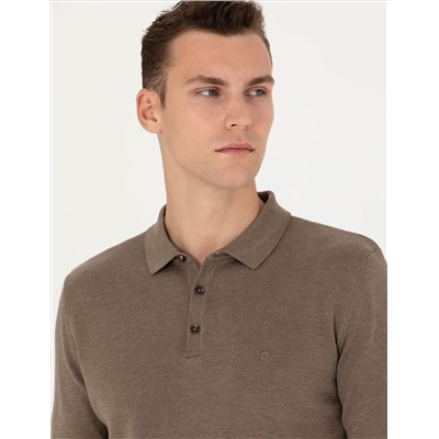 Vizon Melanj Slim Fit Polo yaka Основной вязаный свитер